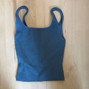Aritzia Blue Ribbed Tank Top